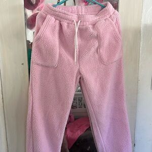 Pink fluffy comfortable sweatpants